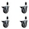 Service Caster 4'' Thermoplastic Rubber Swivel 1-3/8'' Expanding Stem Caster Set with Brake, 4PK SCC-EX20S414-TPRB-PLB-138-4 - alternate 1